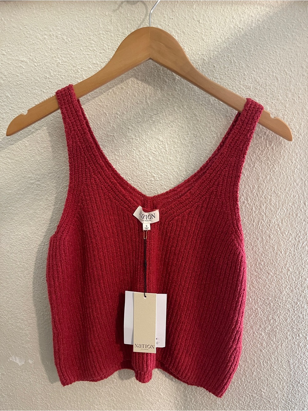 Nation LTD Red Ribbed V-Neck Tank